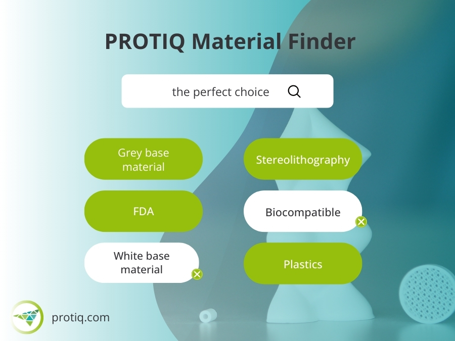 Illustration of the material finder on the Protiq website